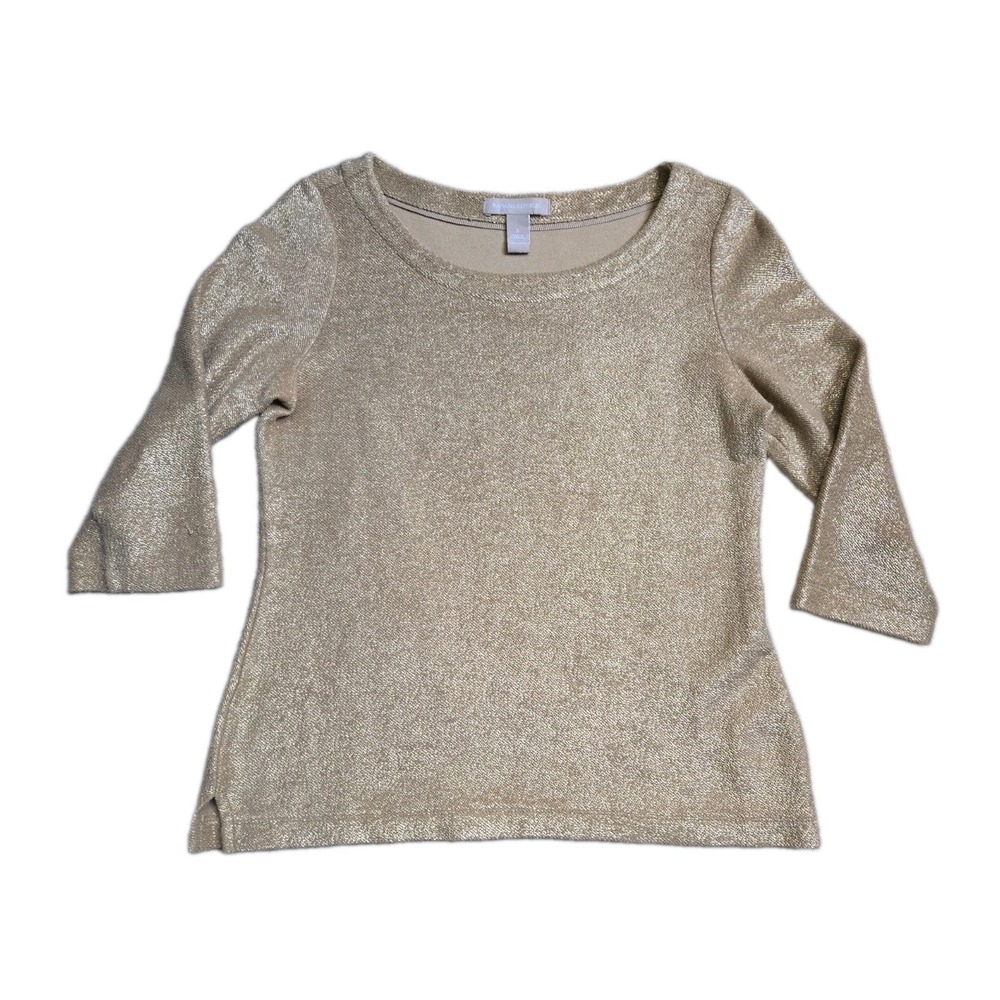 Banana Republic Gold Metallic Blouse Top S 100% COTTON Festive